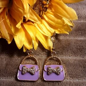 Handmade Lavander Purse Earrings